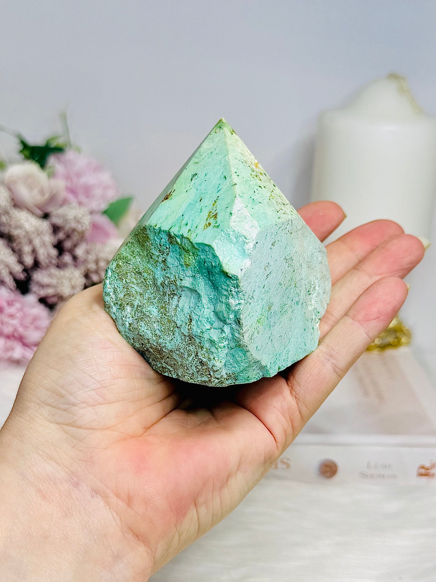 A Rare Stone ~ Chunky Natural Inca Turquoise Carved Freeform | Tower 8cm 334g