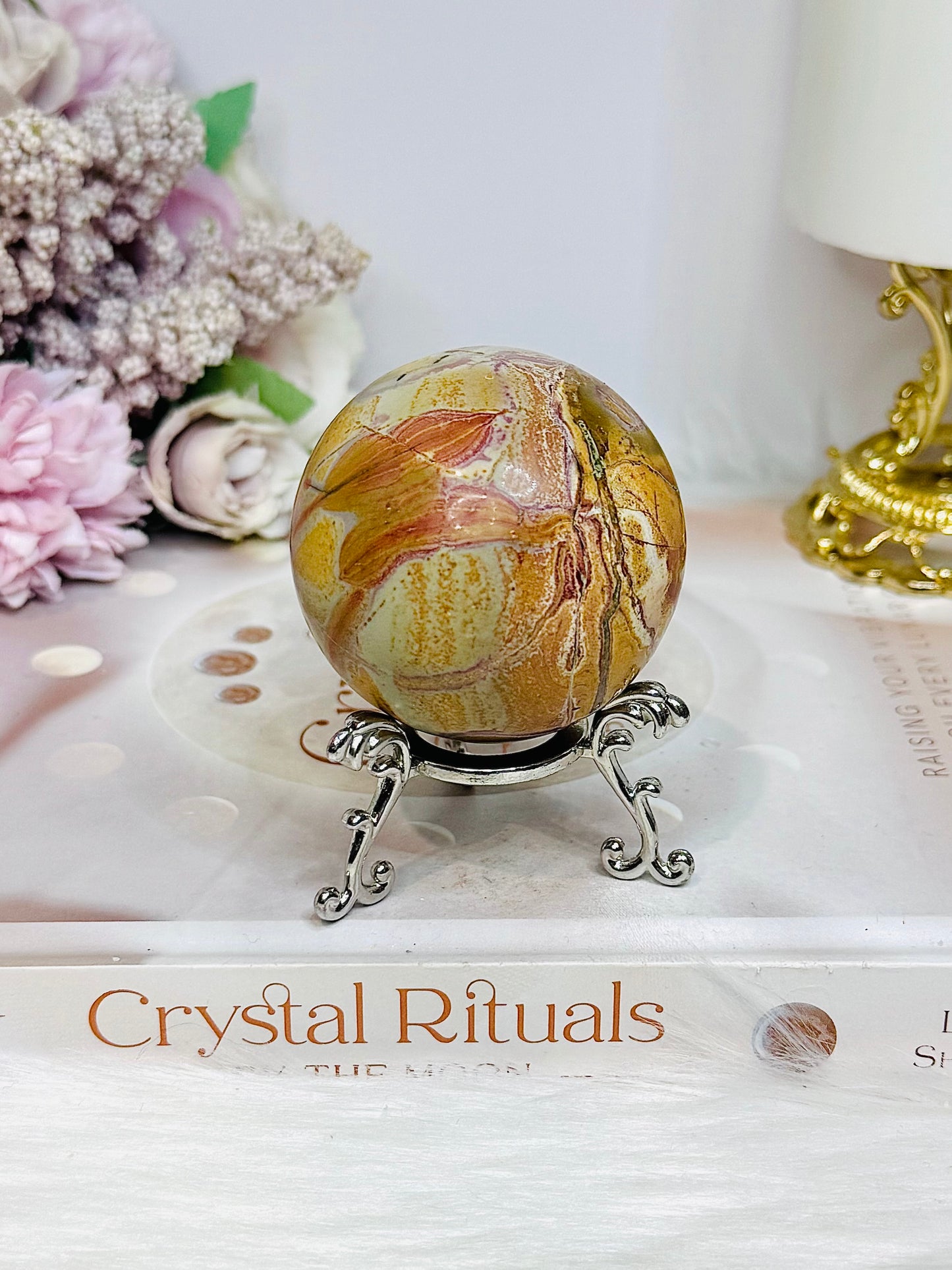 Polychrome Agate Sphere on Stand 205g