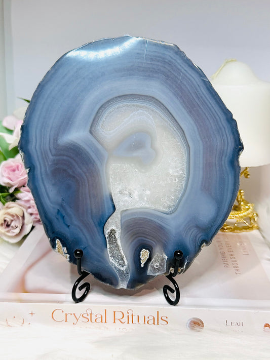 Large Druzy Agate Slab On Stand 17cm 600g