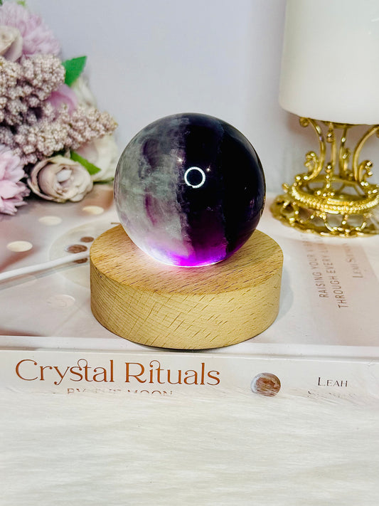 Rainbow Fluorite Sphere on Light Stand 384g