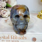 Blue Druzy Agate Carved Skull 9cm 316g