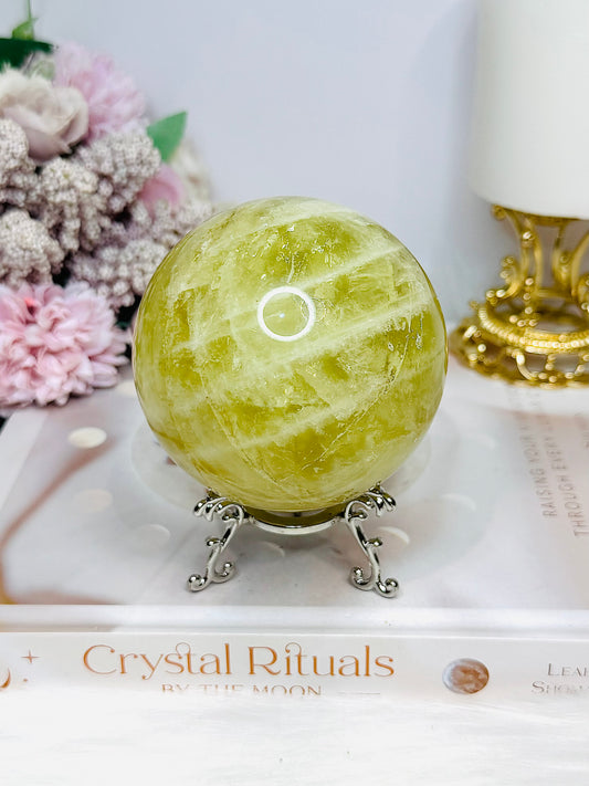 Large Citrine Sphere (heat treated) On Stand 552g