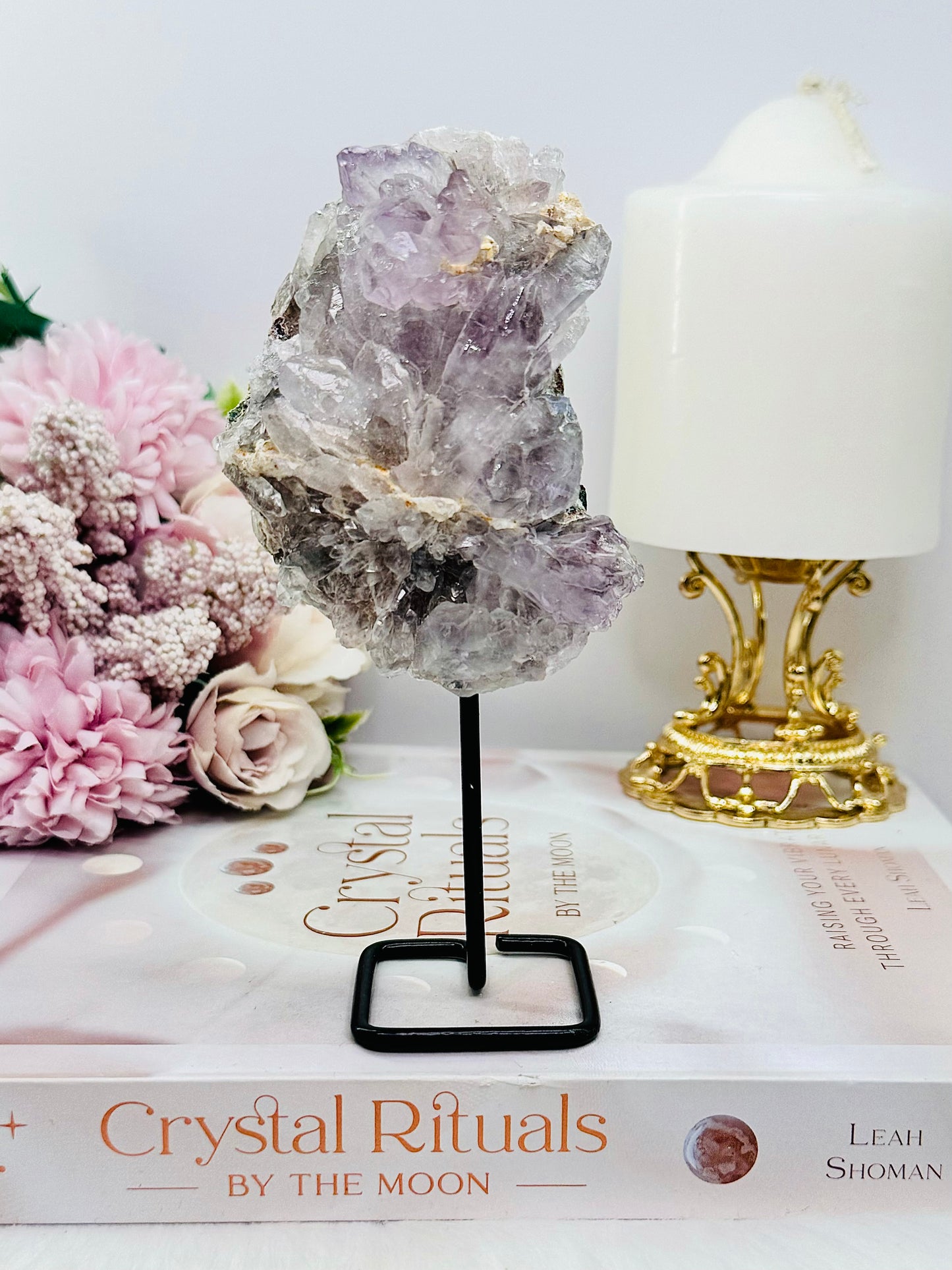 Natural Zeolite | Flower Amethyst Slab on Stand 14cm