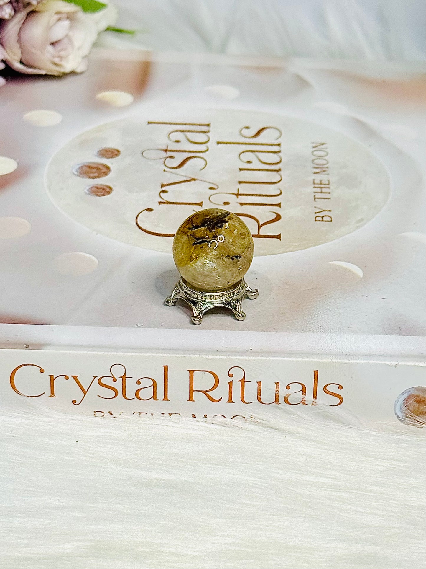 Rare Mini Herkimer Diamond Sphere on Stand