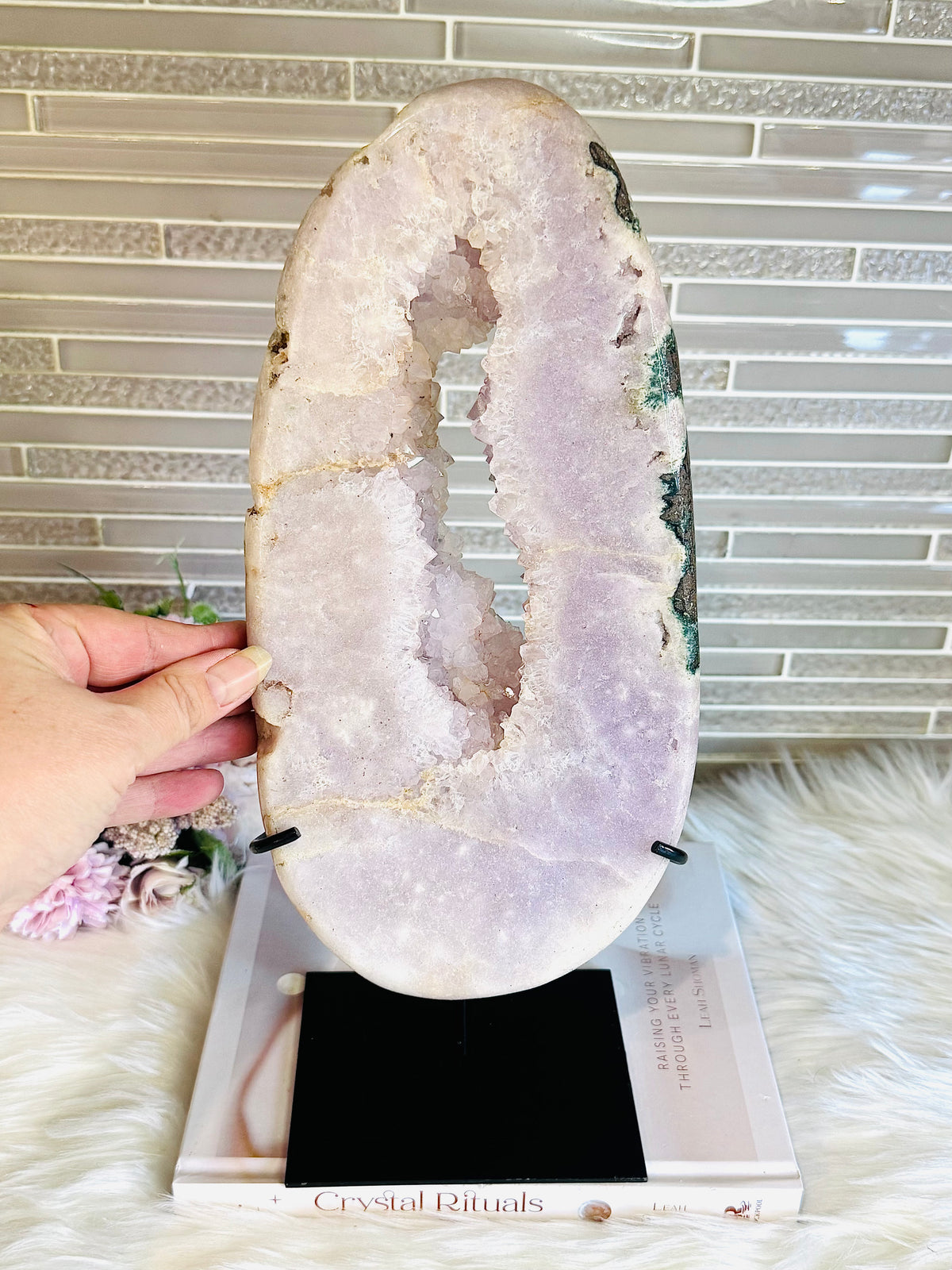 Statement Piece ~ Huge Pink Amethyst Druzy Portal Slab On Stand 36cm 2.45KG