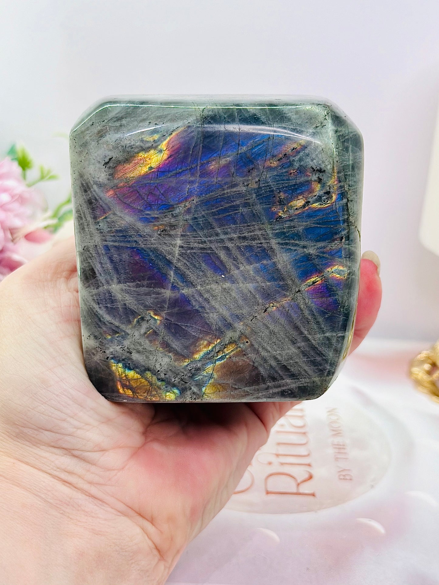 Large 638gram Polished Labradorite Freeform with Amazing Flash