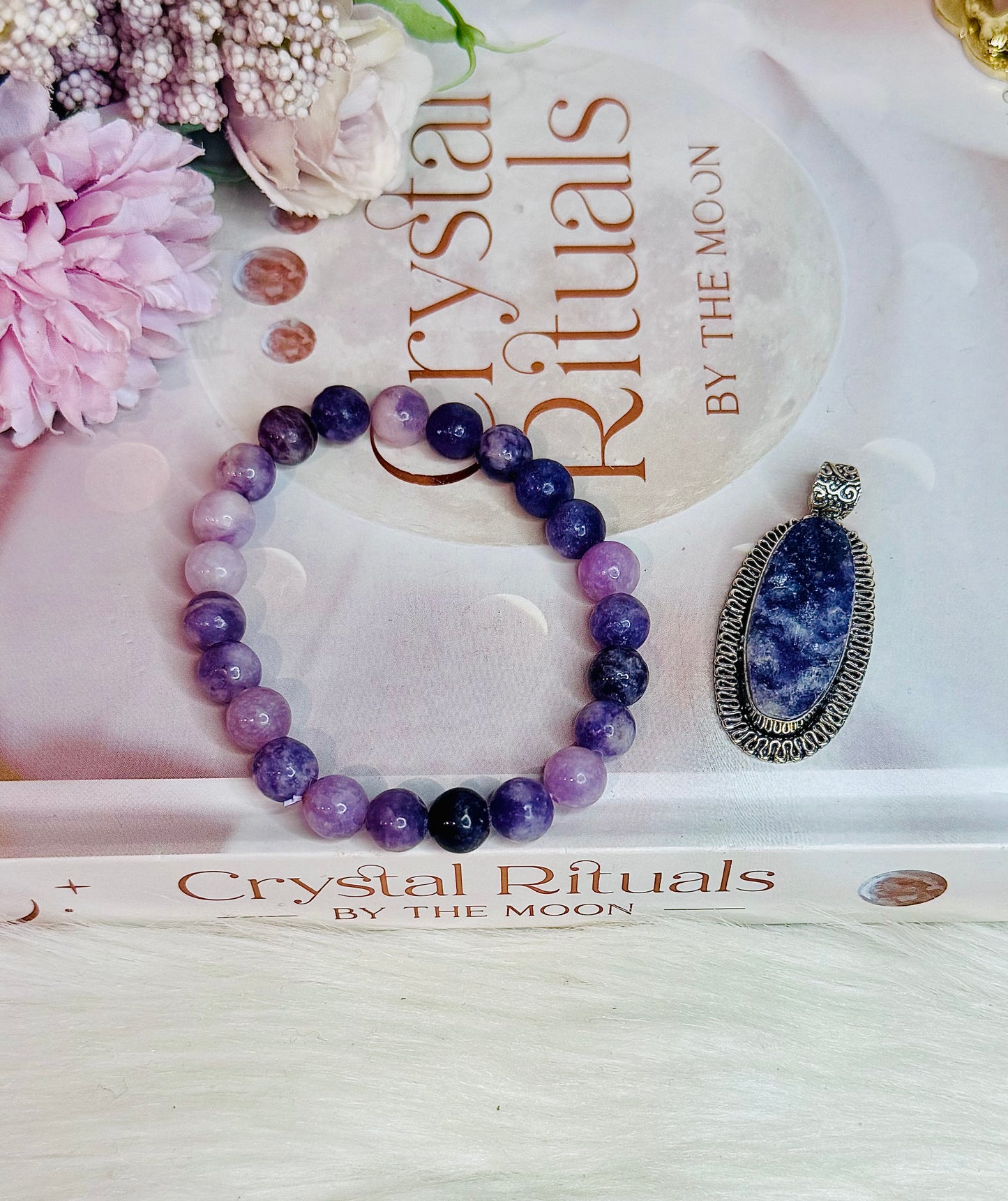 Lepidolite Set ~ Bracelet & Pendant In Gift Bag