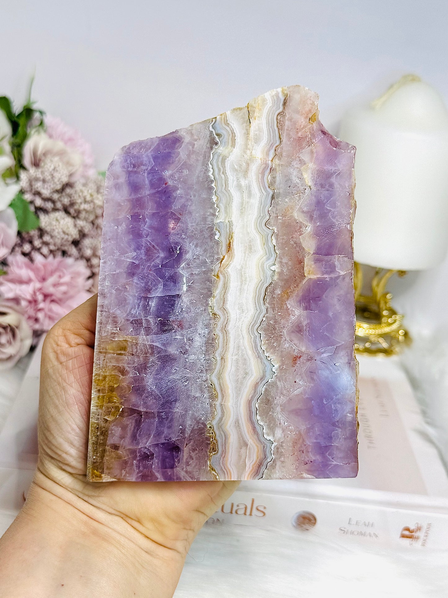 Natural Crazy Lace Amethyst Slab 13cm