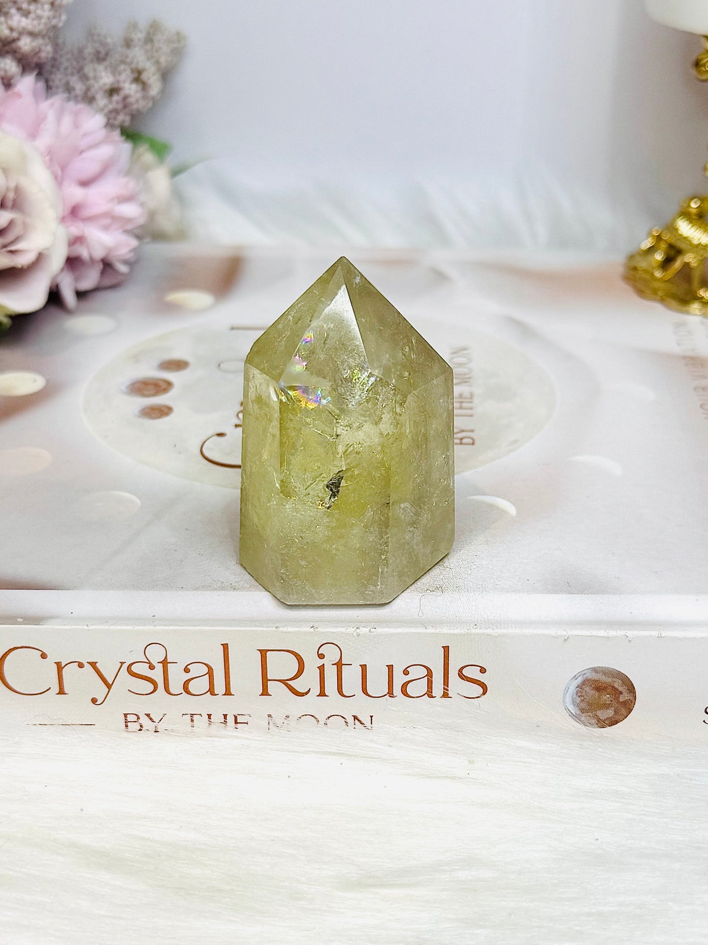 Citrine Tower with Rainbows 5cm