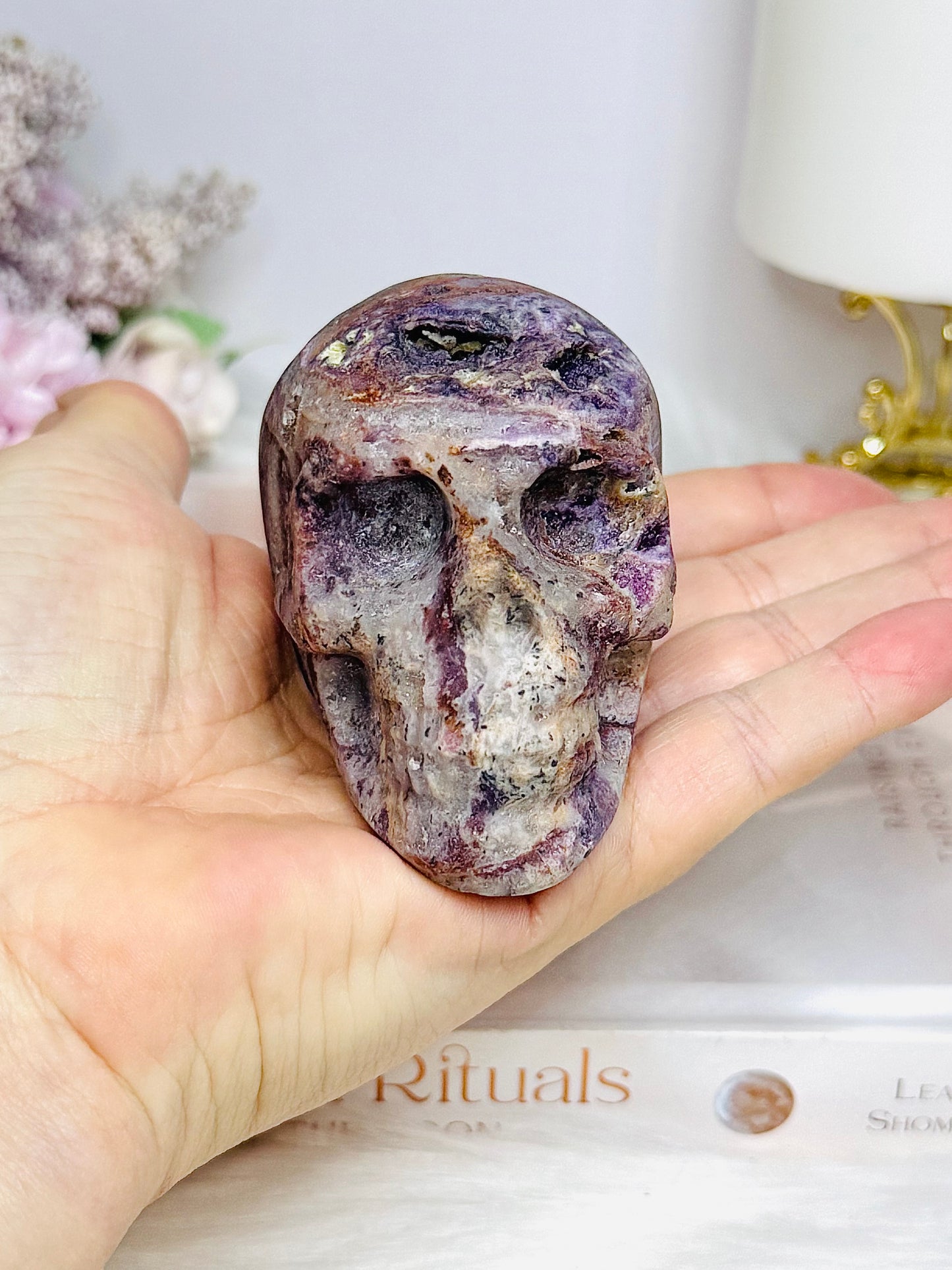 Root Fluorite Druzy Skull 7.5cm 294g
