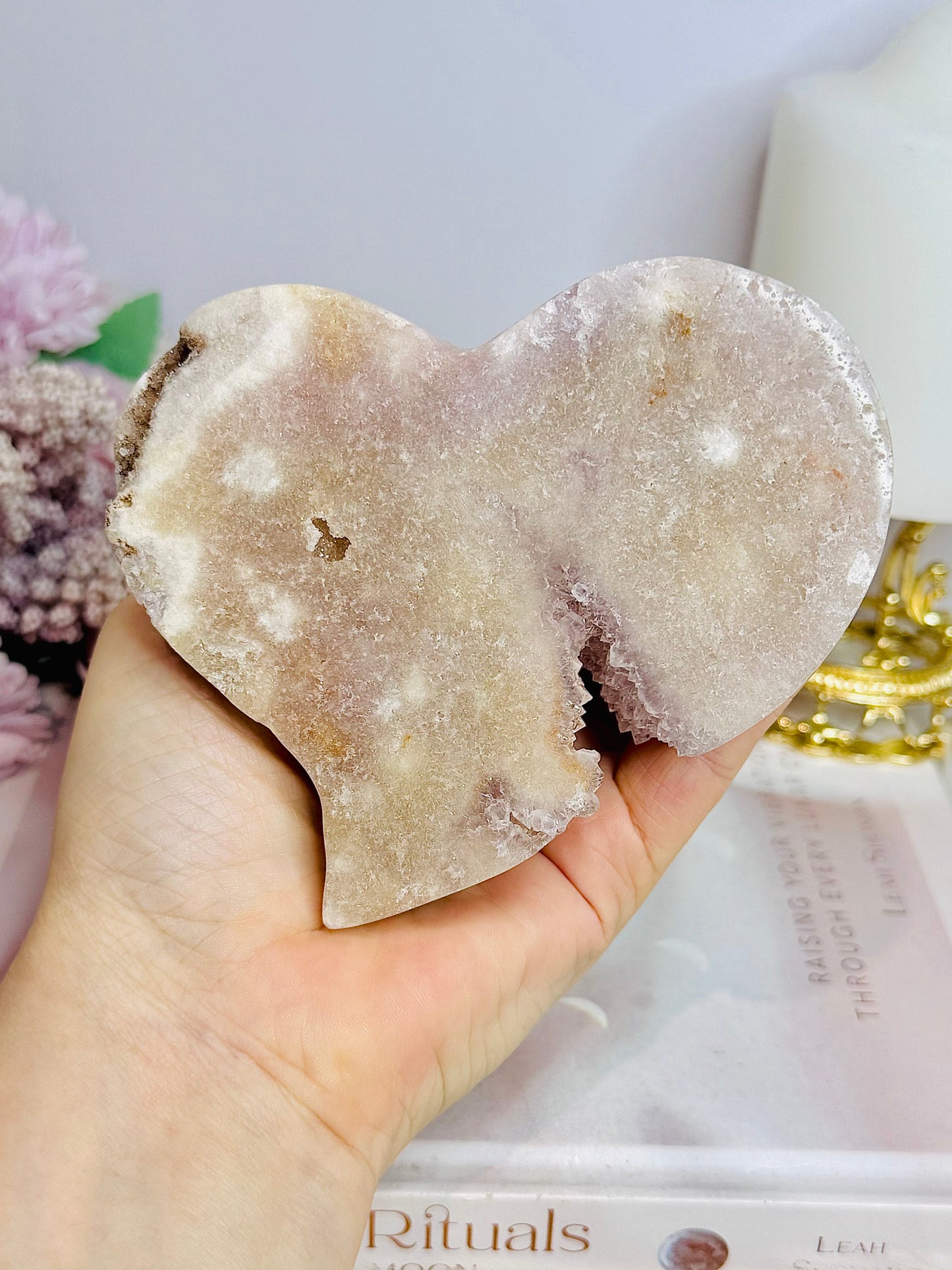 Pink Amethyst Druzy Carved Heart 374g