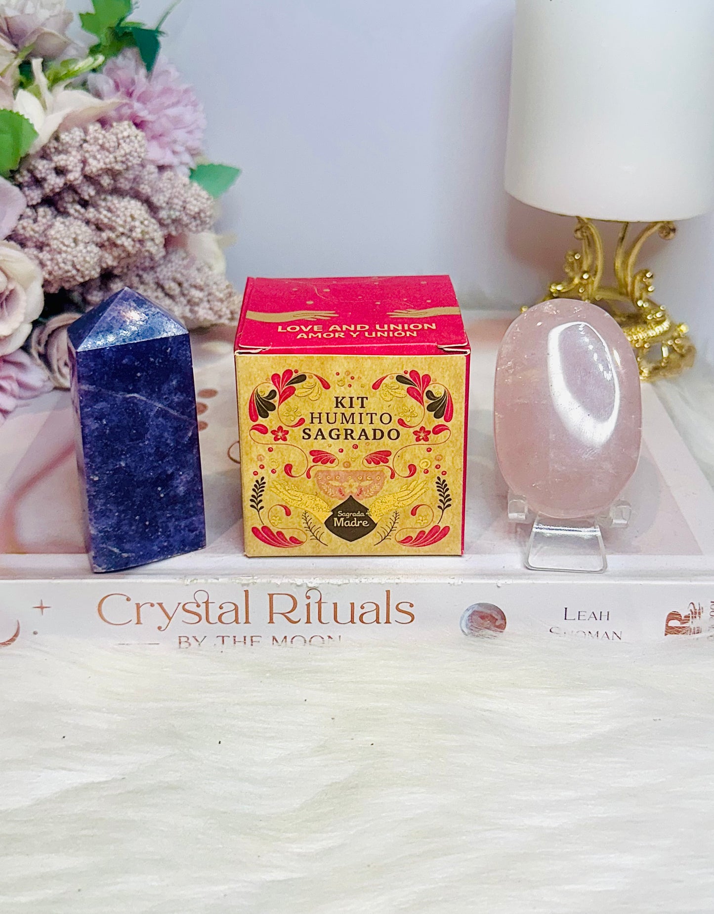 🎁 Christmas Gift Pack ~ Love & Union Smoke Kit, Lepidolite Tower & Rose Quartz Palm Stone 🎁