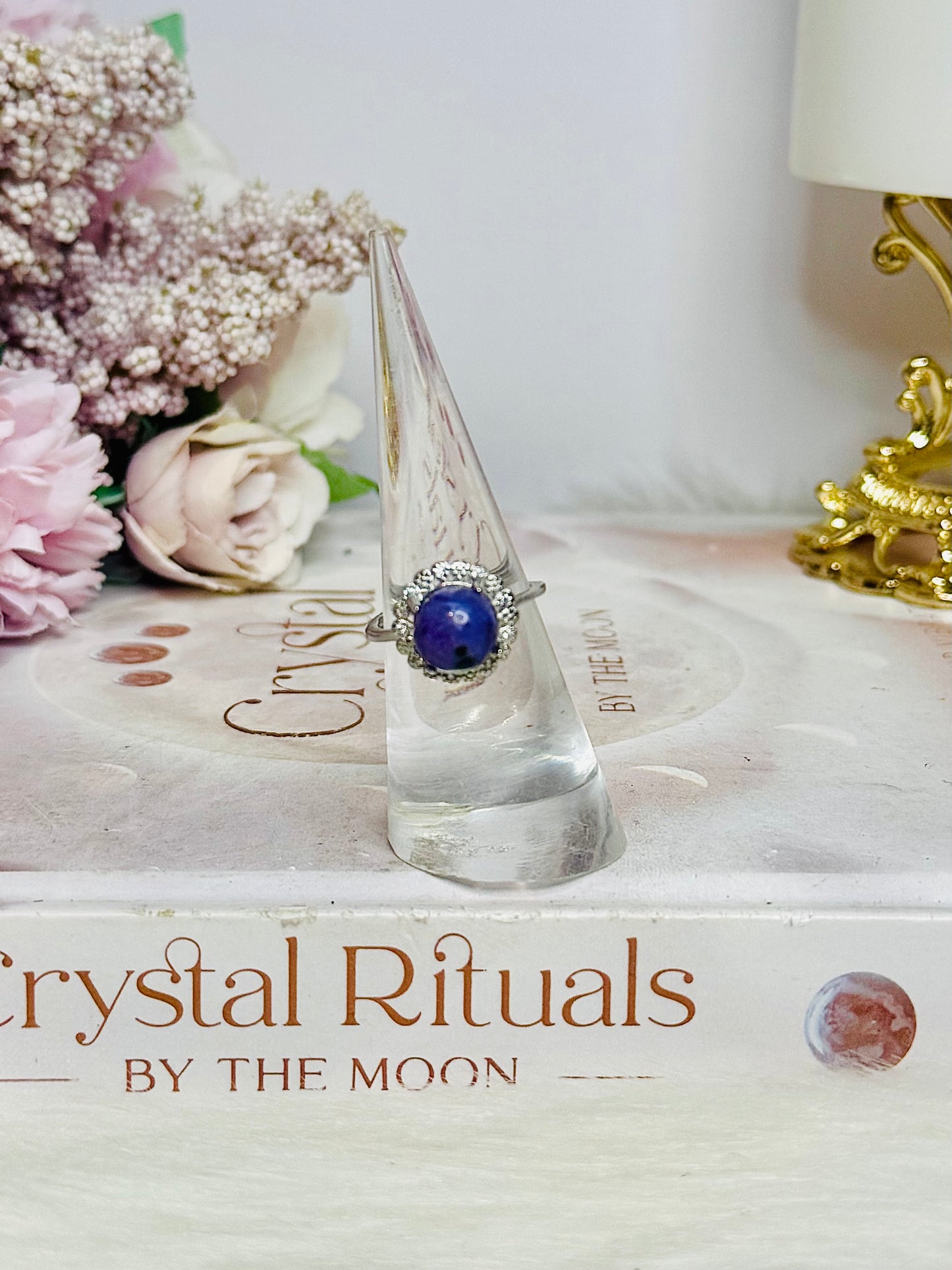 Purple Charoite Adjustable Silver Ring in Gift Bag