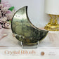 Large Pyrite Carved Moon on Stand 10cm