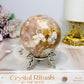 Large Flower Agate Sphere on Stand 521g