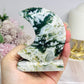 Moss Agate Druzy Moon On Stand 10cm 240g