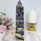 Large Purple Fluorite X Sphalerite Druzy Tower 20cm 747g