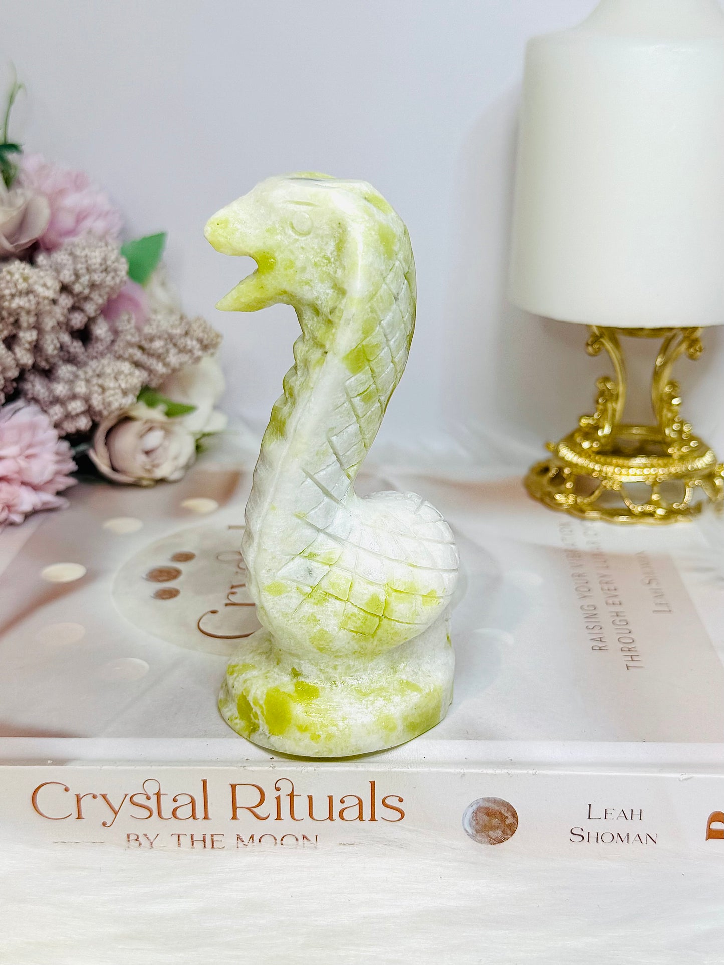 Large Serpentine Jade Cobra Snake 12cm