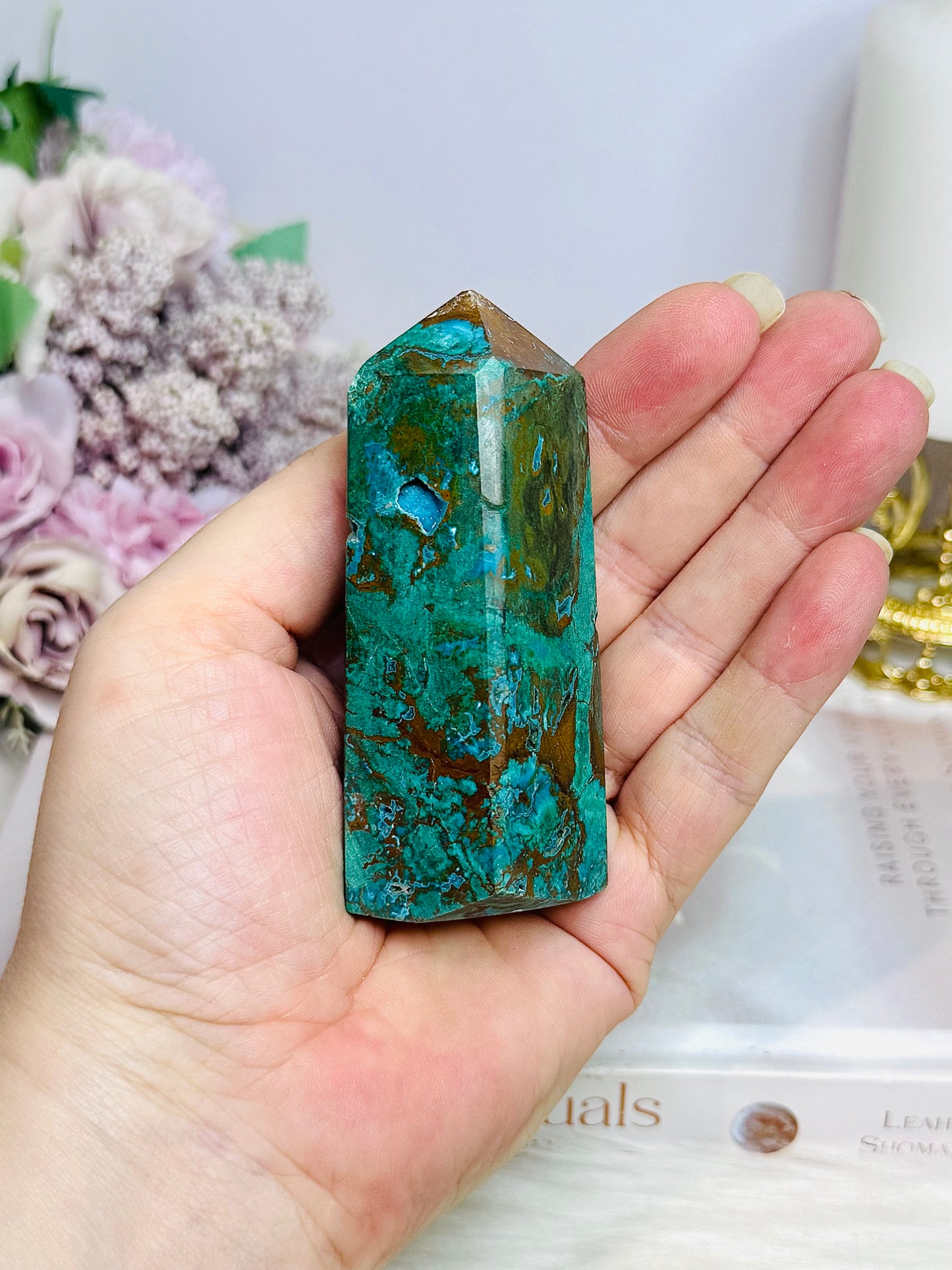 Natural Chunky Chrysocolla Tower 8.5cm