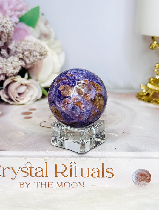 Natural Rare Charoite Sphere On Stand 76g