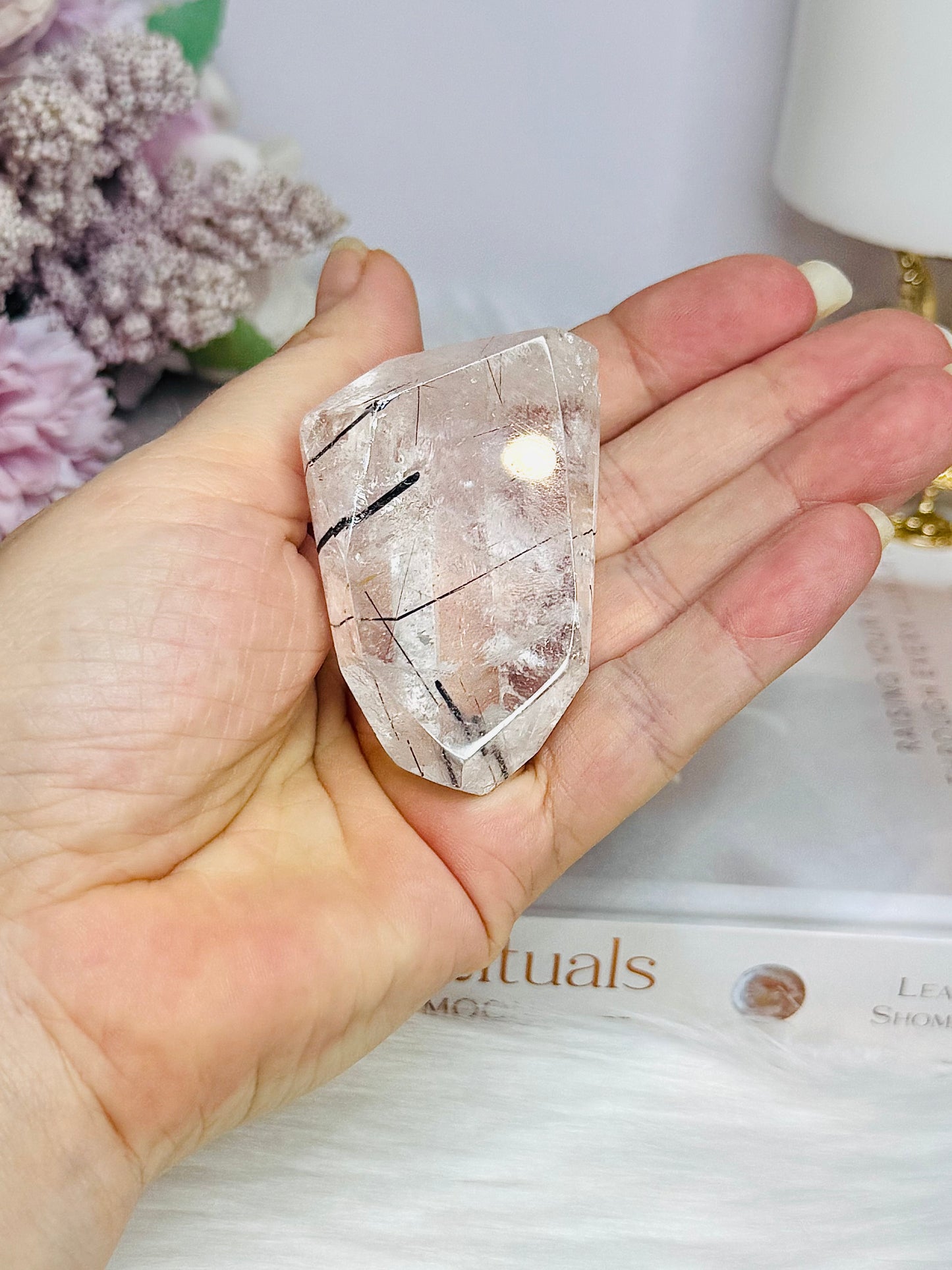 Black Tourmaline In Quartz Polished Freeform 6cm