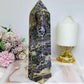 Large Purple Fluorite X Sphalerite Druzy Tower 20cm 747g