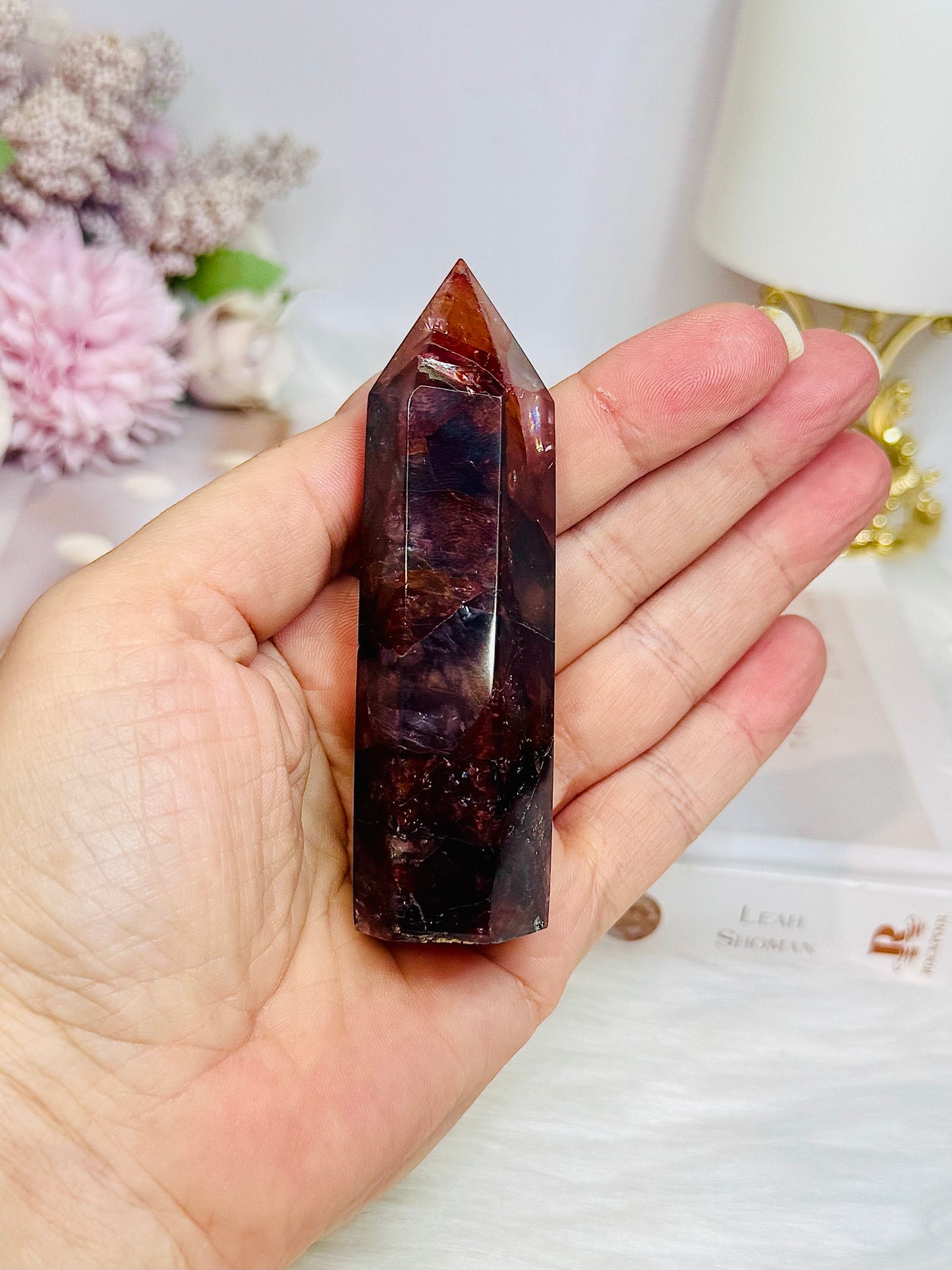 High Grade Fire Quartz Tower with Rainbows 8.5cm