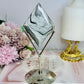 Silver Sheen Obsidian Carved Diamond On Stand 16cm