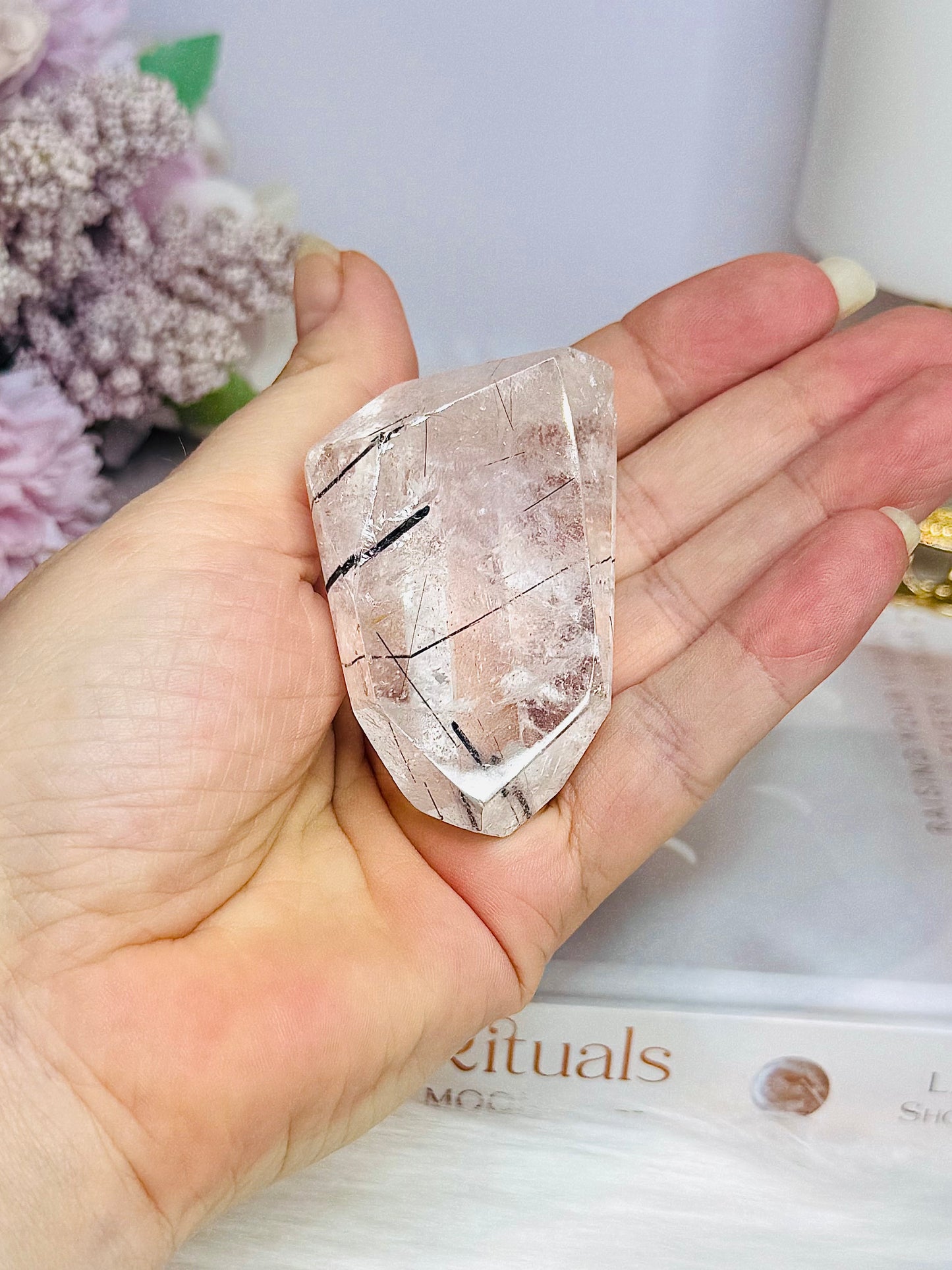 Black Tourmaline In Quartz Polished Freeform 6cm