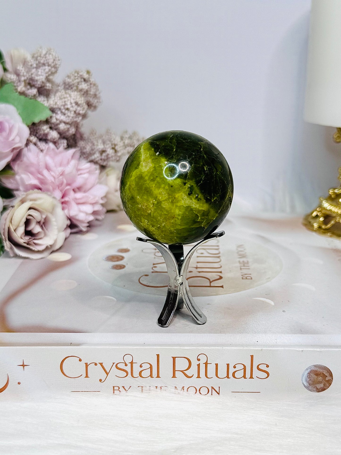 Natural Green Opal Sphere on Stand 87g