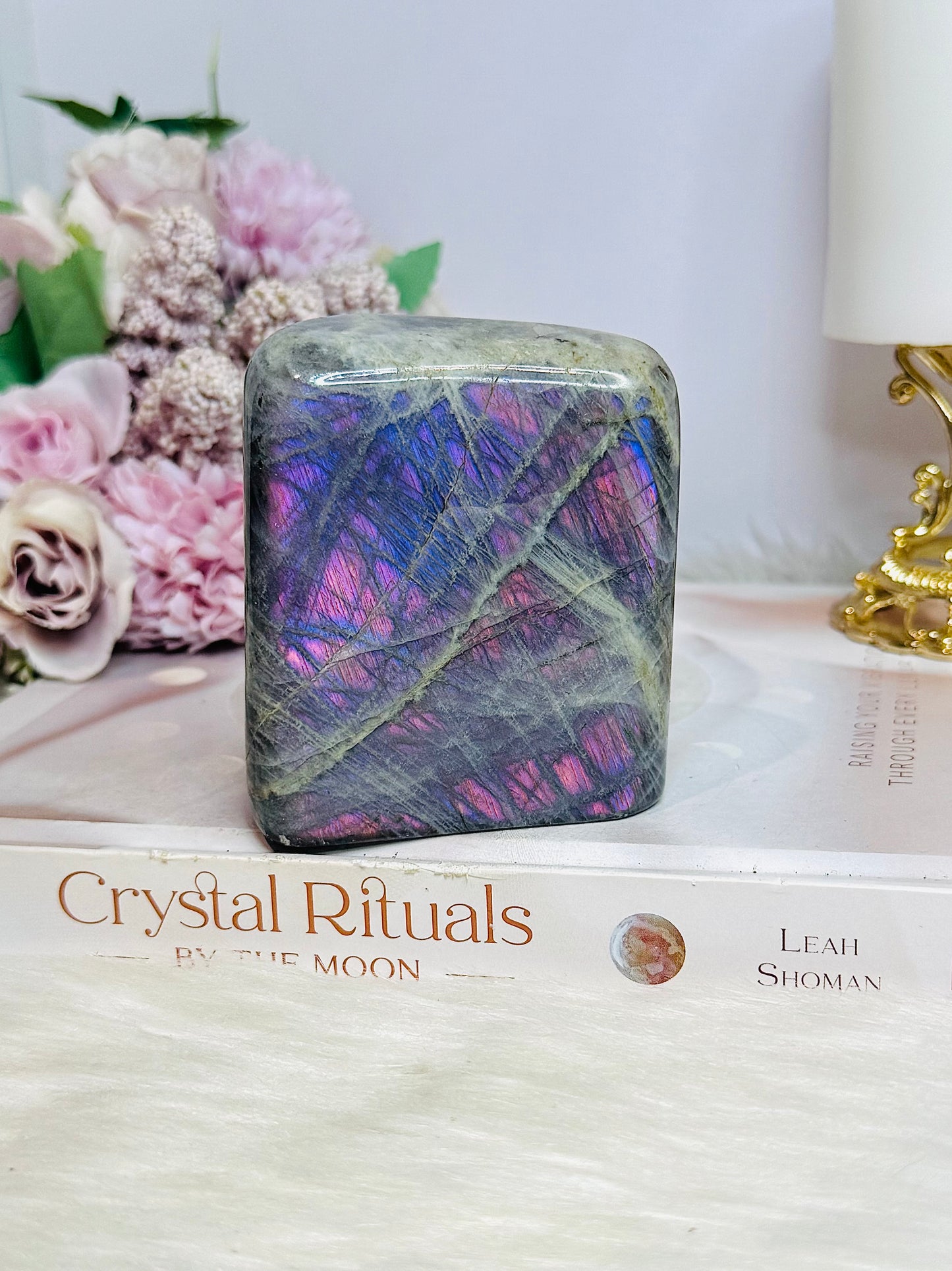 Large Labradorite Freeform with Pink & Purple Flash 8cm 451g