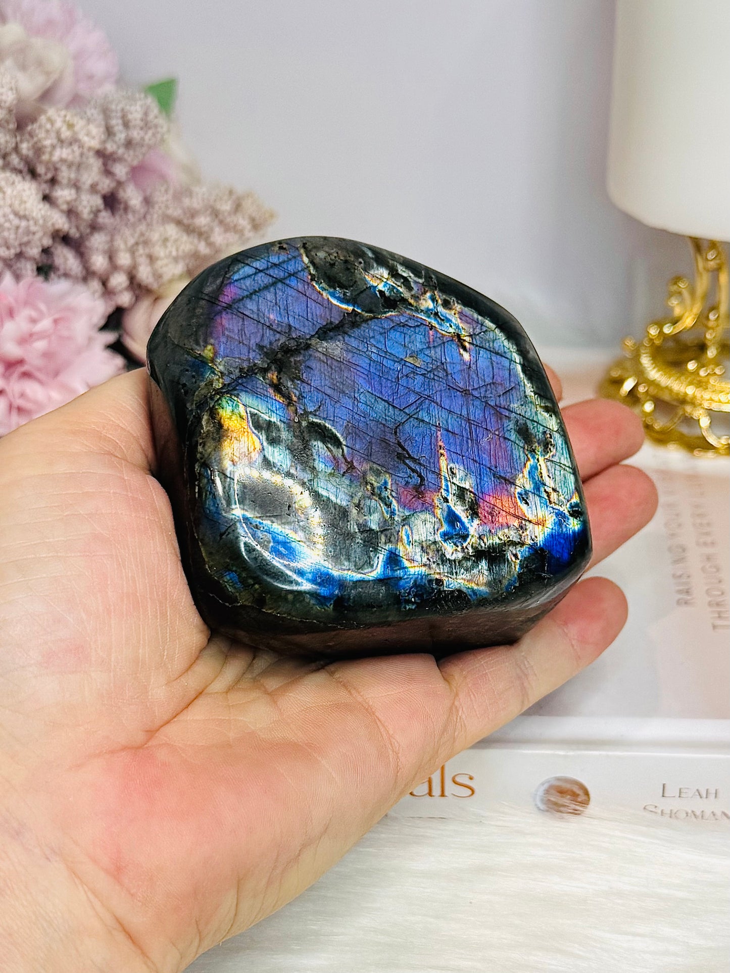 High Grade Spectrolite (Labradorite) Freeform from Finland - (Flash is all purple although it looks blue in pic) 8cm 374g