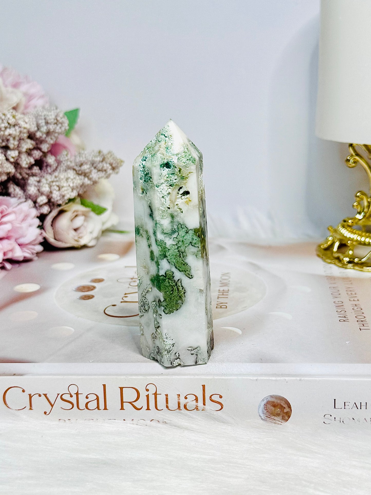 Moss Agate Druzy Tower 8.5cm