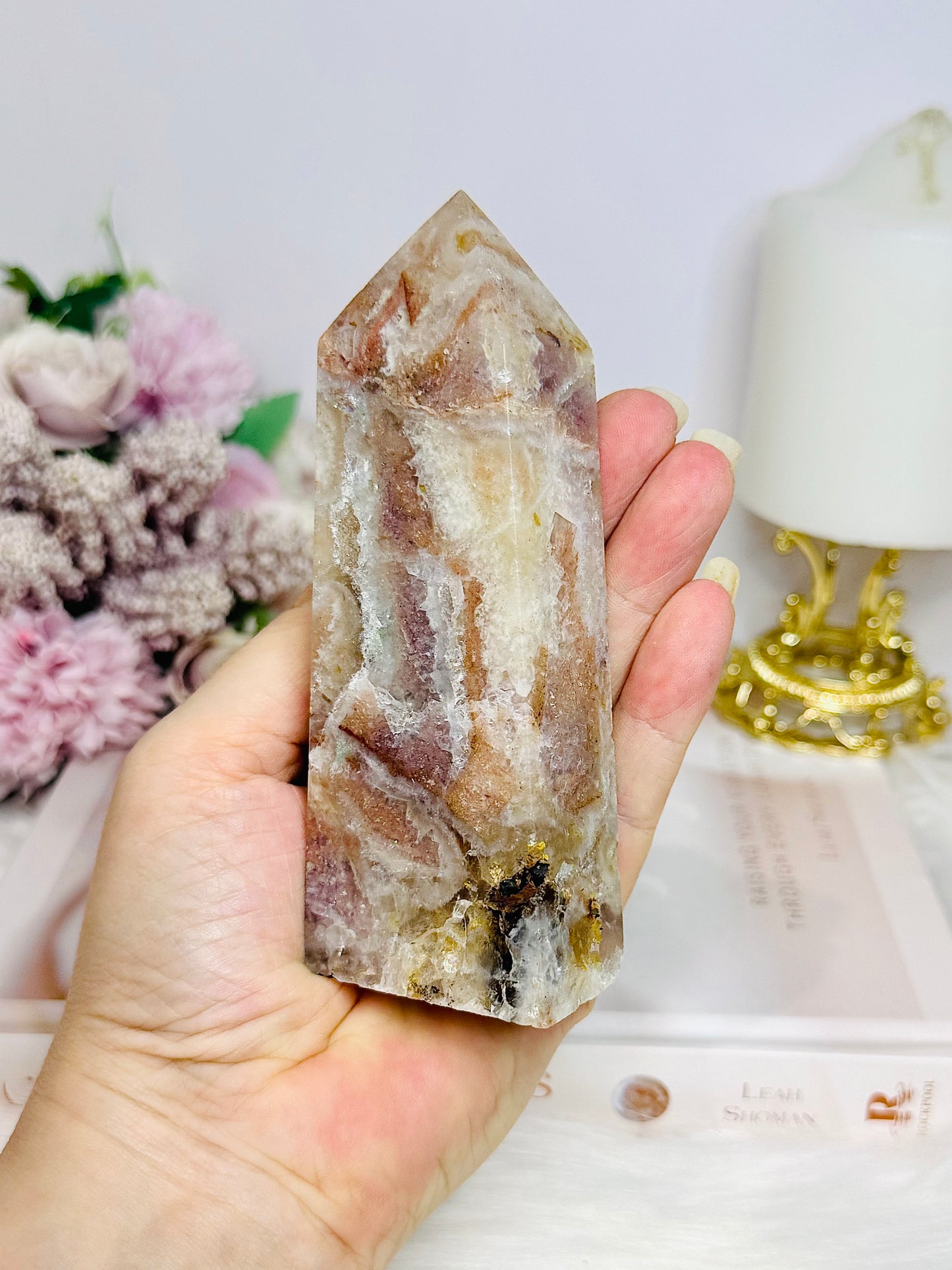 Pink Tourmaline Druzy Tower 12cm