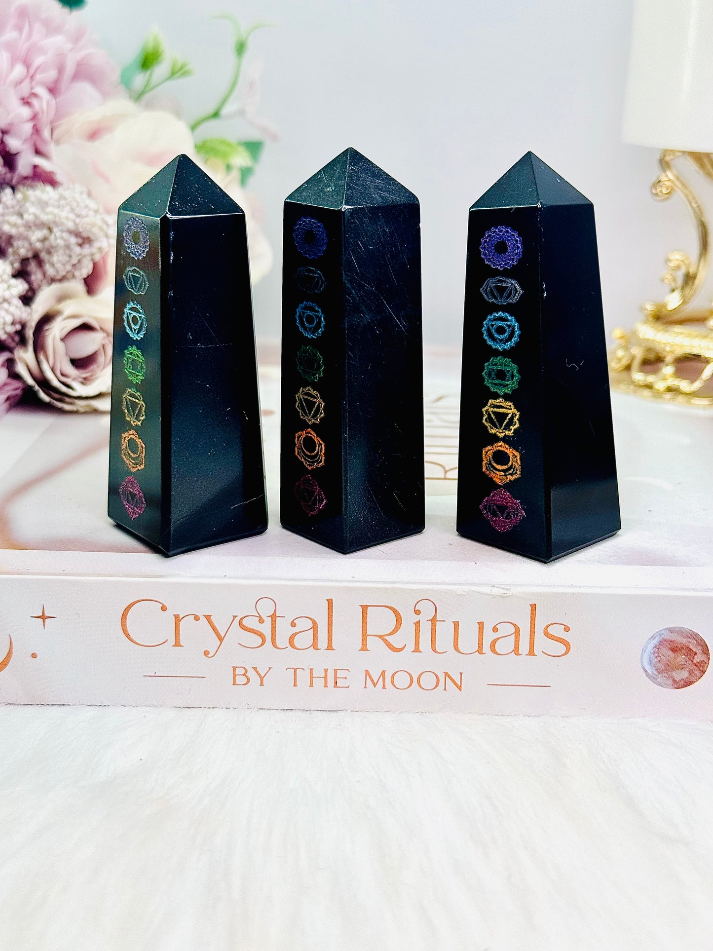 Chakra Engraved Black Obsidian Towers 7cm Now $10 each