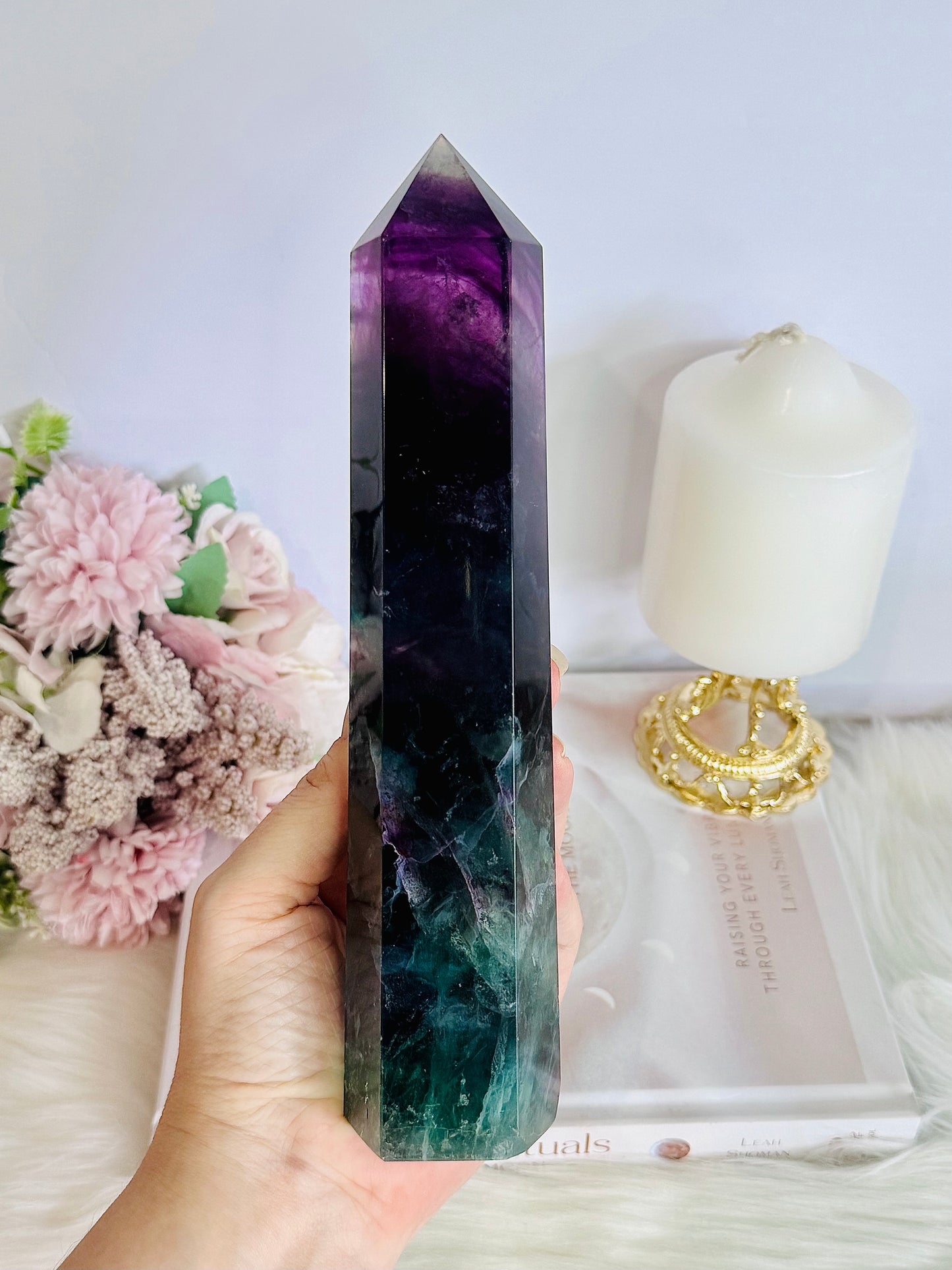 Wow!! High Grade Fabulous Large Chunky 856gram 21.5cm Fluorite Tower | Generator