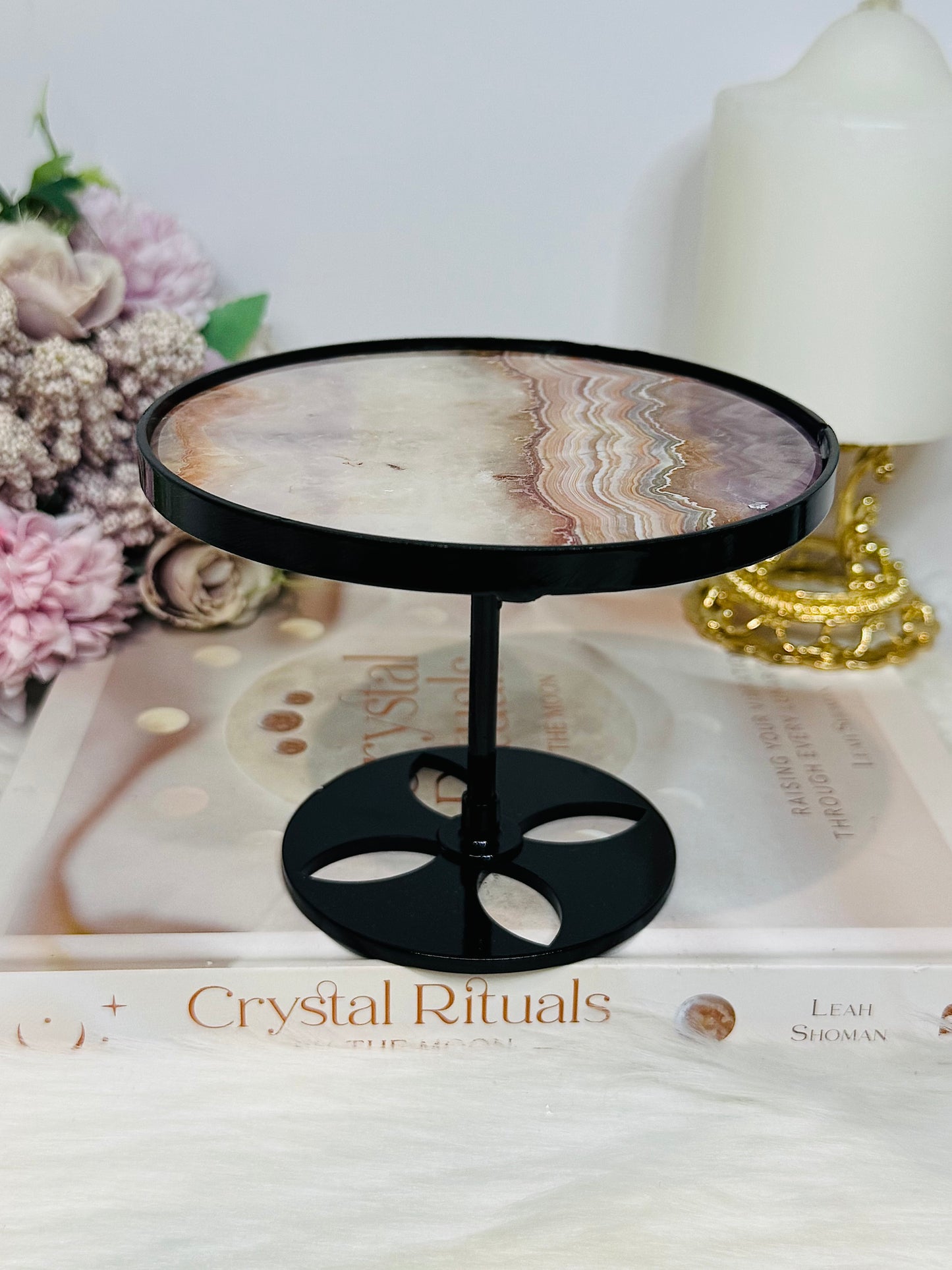 Crazy Lace Amethyst Spinning Top Small Table H:10cm W:12cm