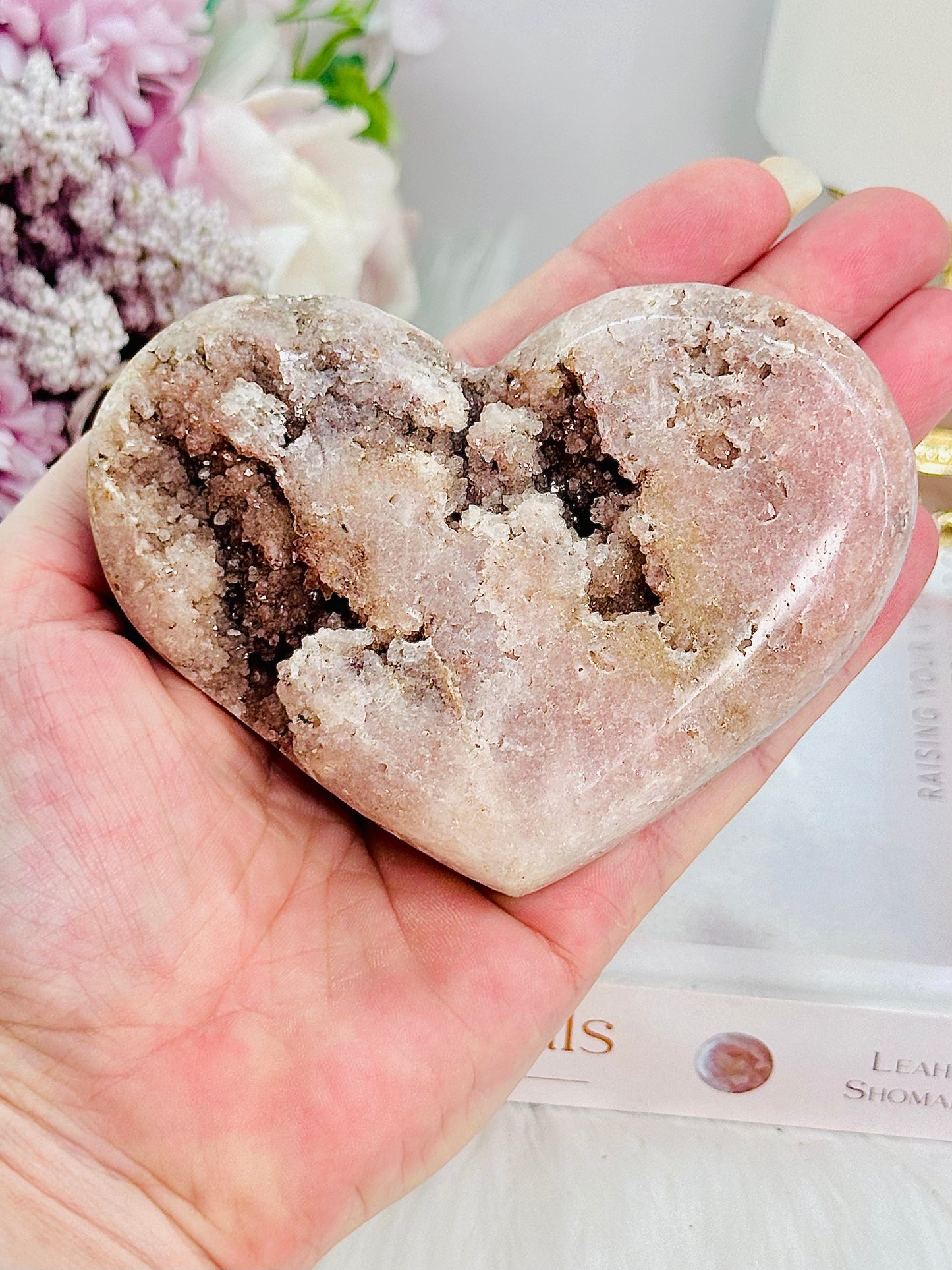Stunning Druzy Pink Amethyst Carved Heart From Brazil 10cm On Stand