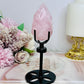 High Grade Rose Quartz Carved Diamond on Stand 14cm
