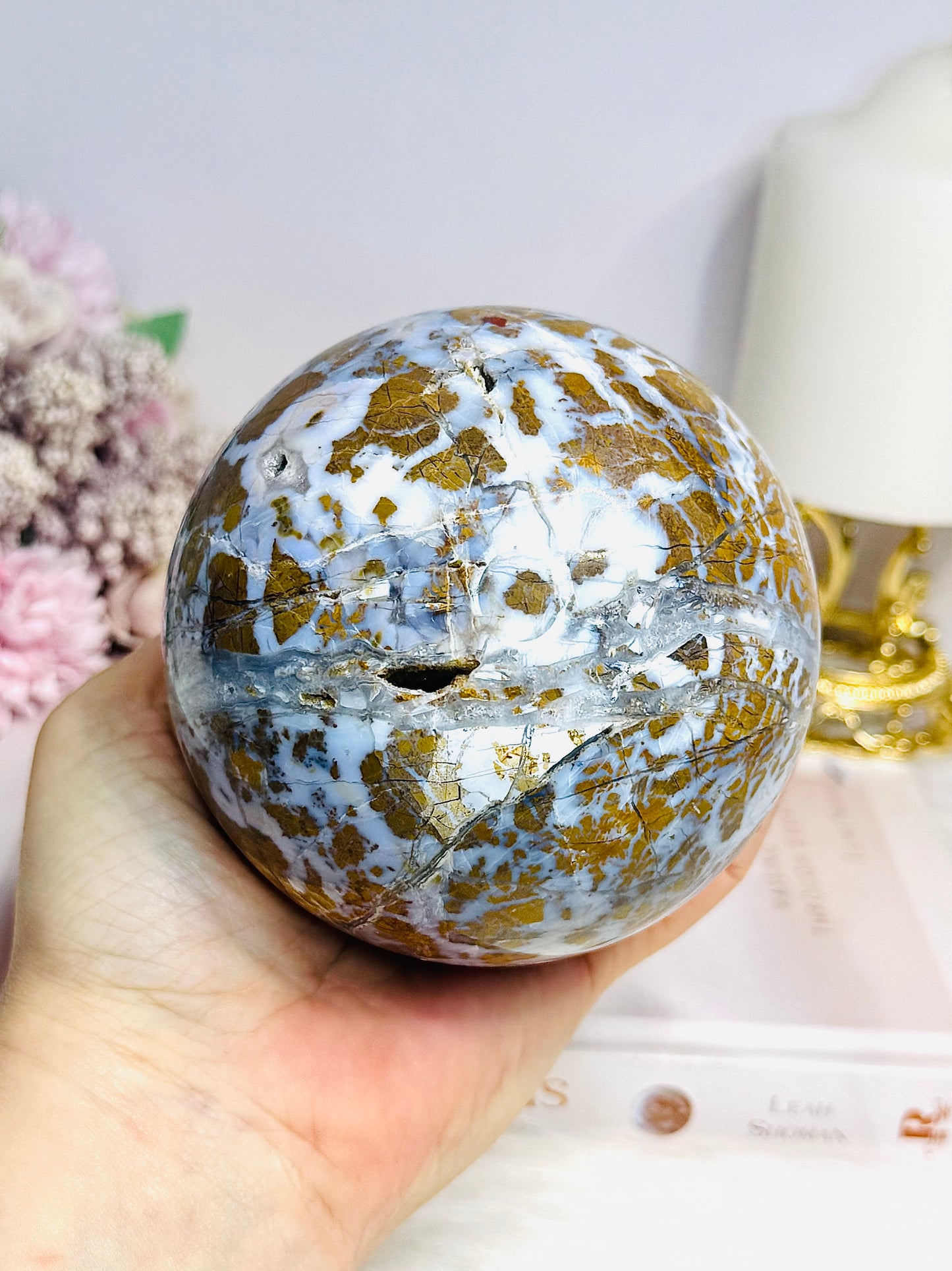 Large Brecciated Jasper Sphere on Stand 1.12KG