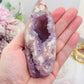 High Grade Rare 19.5cm Druzy Pink Amethyst X Flower Agate Egg on Stand