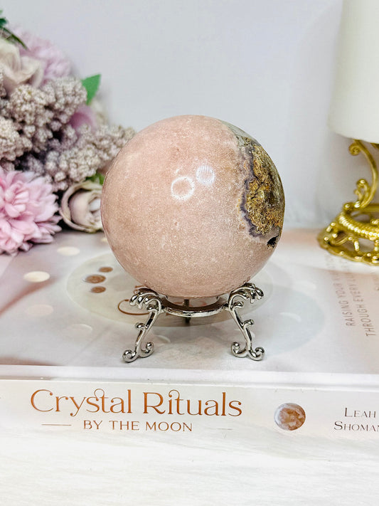 Large Pink Amethyst Druzy Sphere on Stand 406g