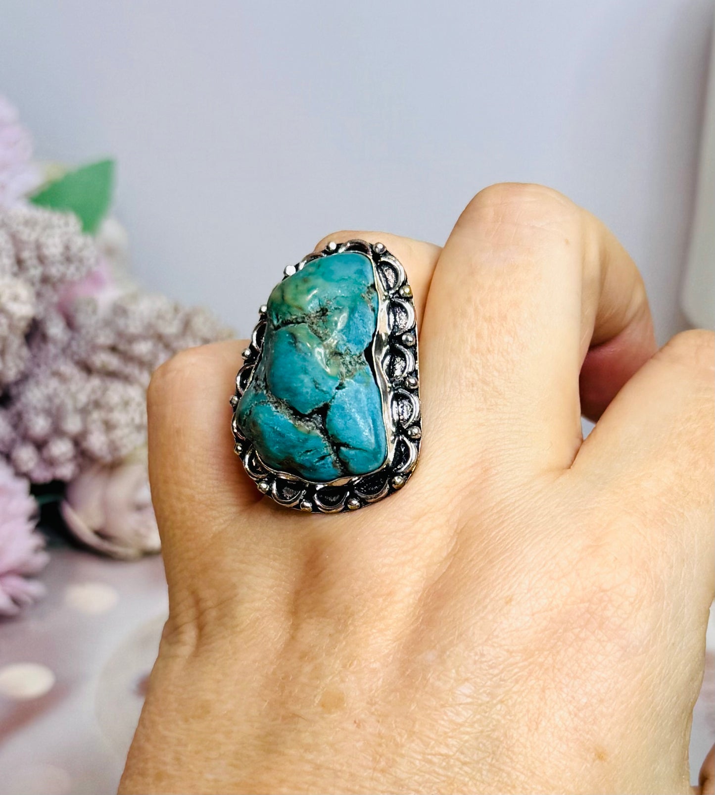 Sterling Silver 925 Turquoise Ring Size 9 In Gift Bag