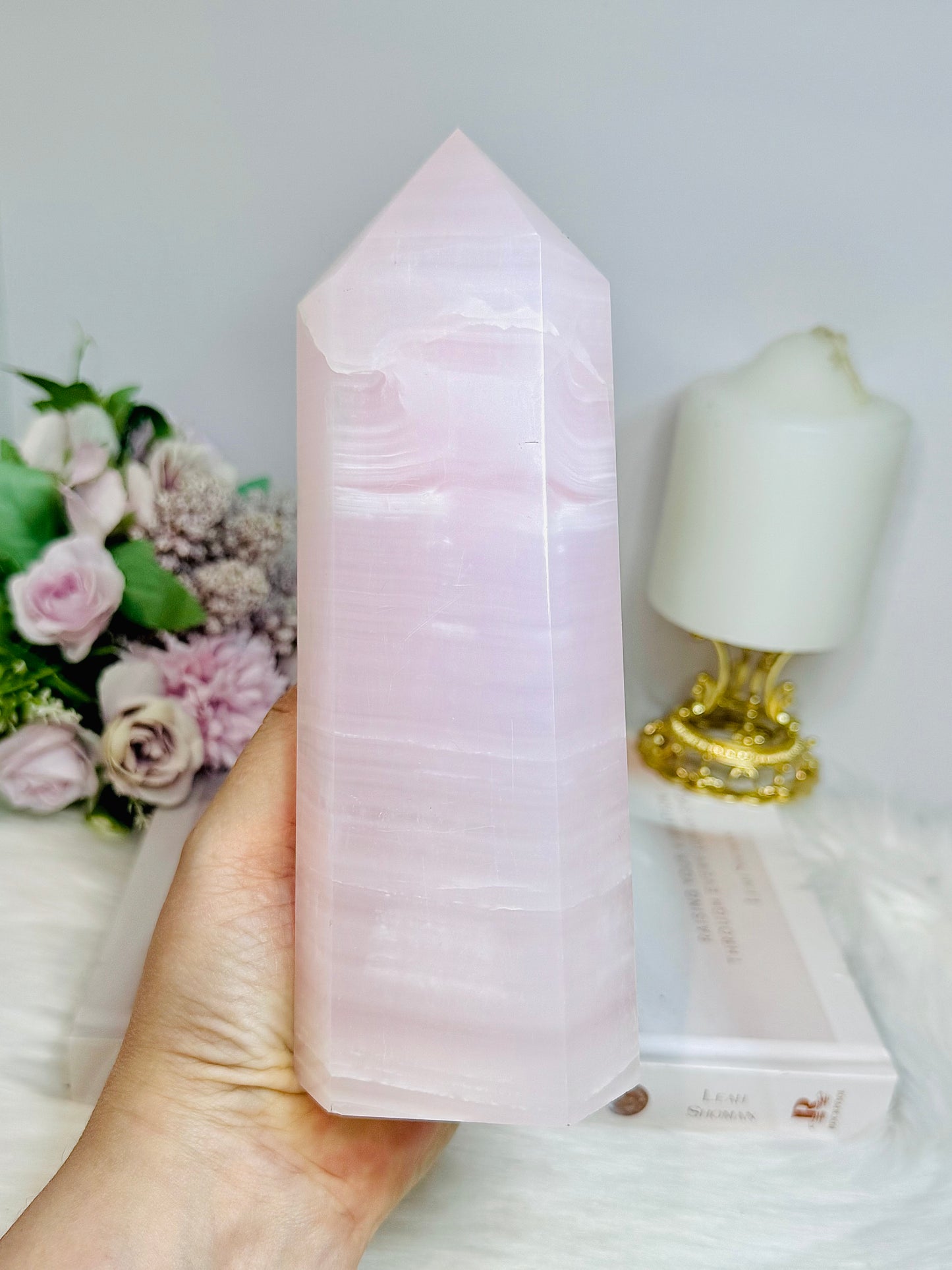 High Grade Large Pink Mangano Calcite (UV Reactive) Tower | Generator 19cm 1.2KG