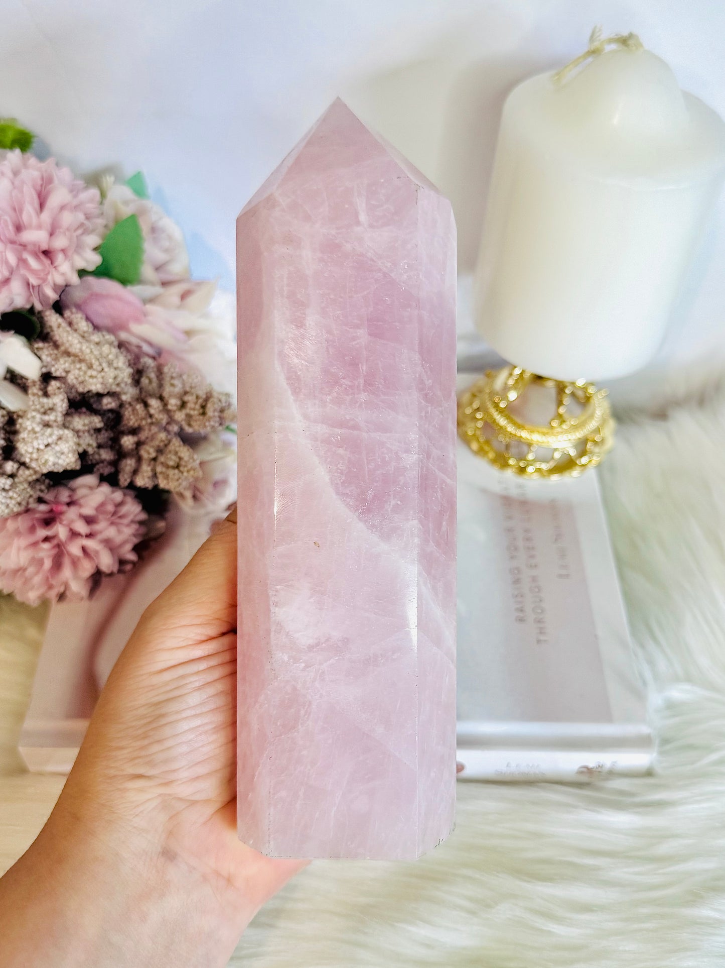 Large Rose Quartz Chunky Tower 19cm