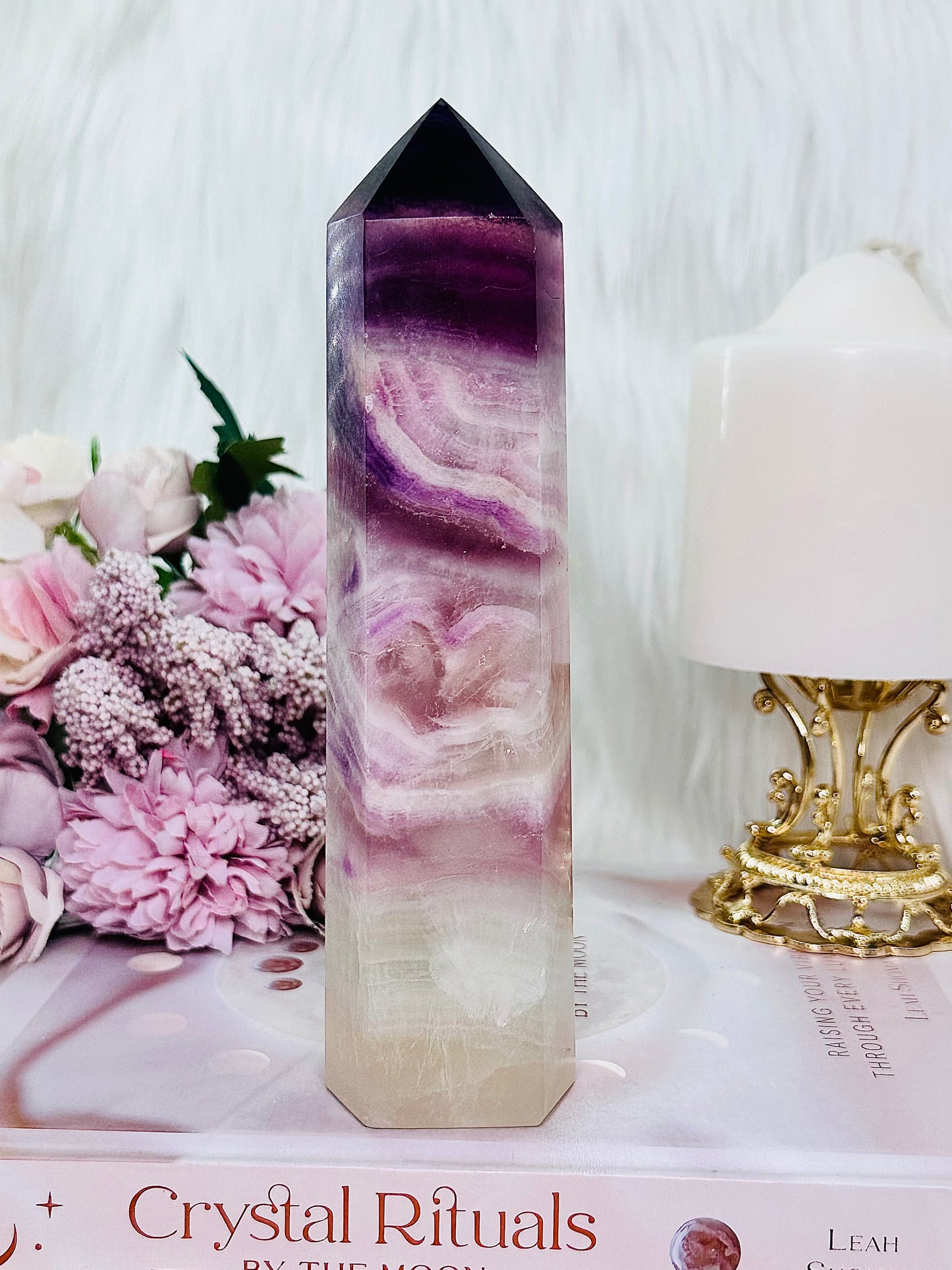 Absolutely Divine Large Chunky 18cm 616gram Silky Fluorite Tower