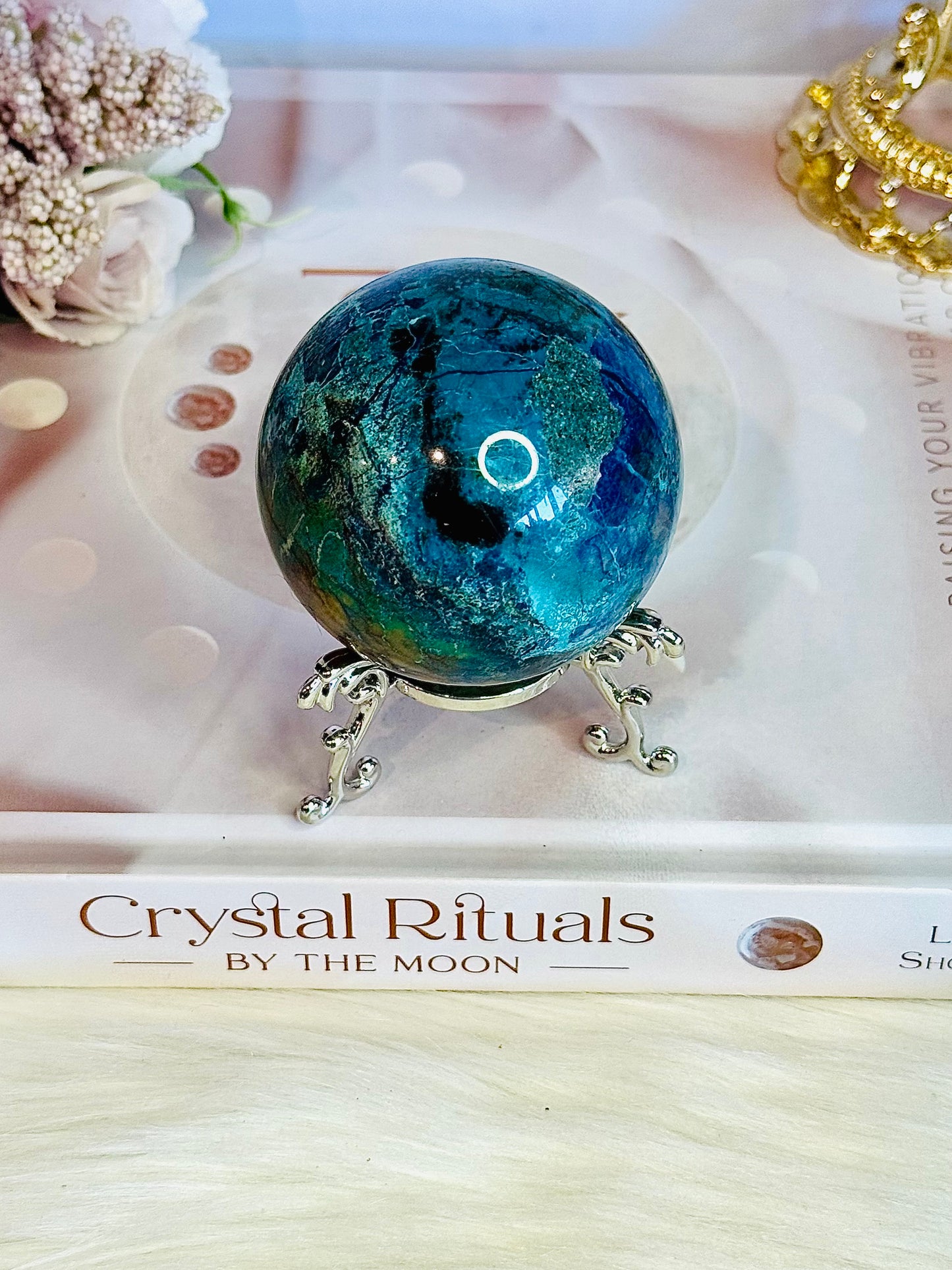 Absolutely Incredible High Grade Chrysocolla Sphere on Stand 6.5cm