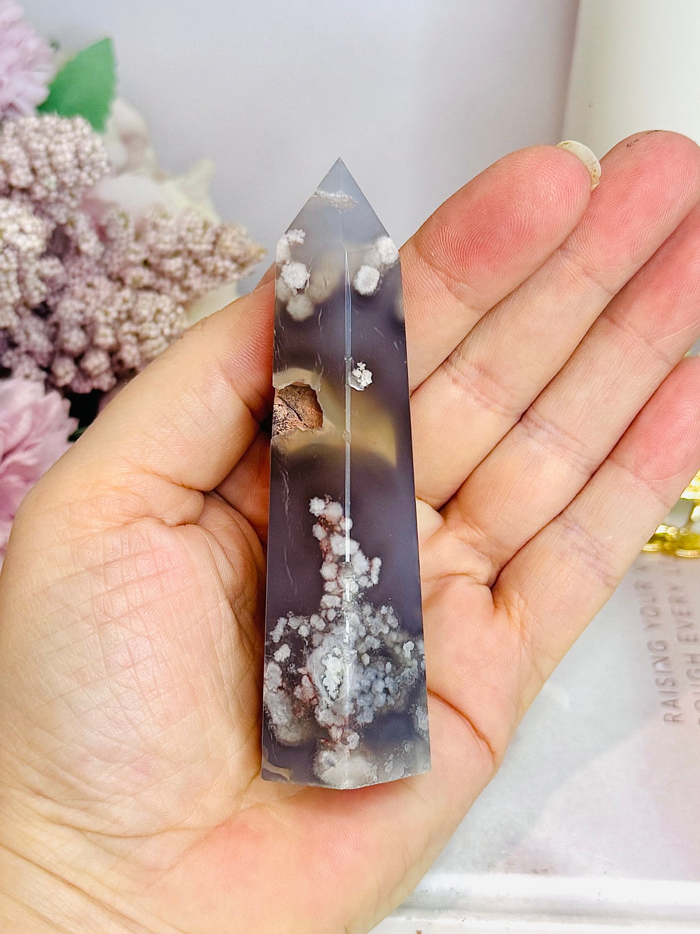 Flower Agate Druzy Tower 10cm