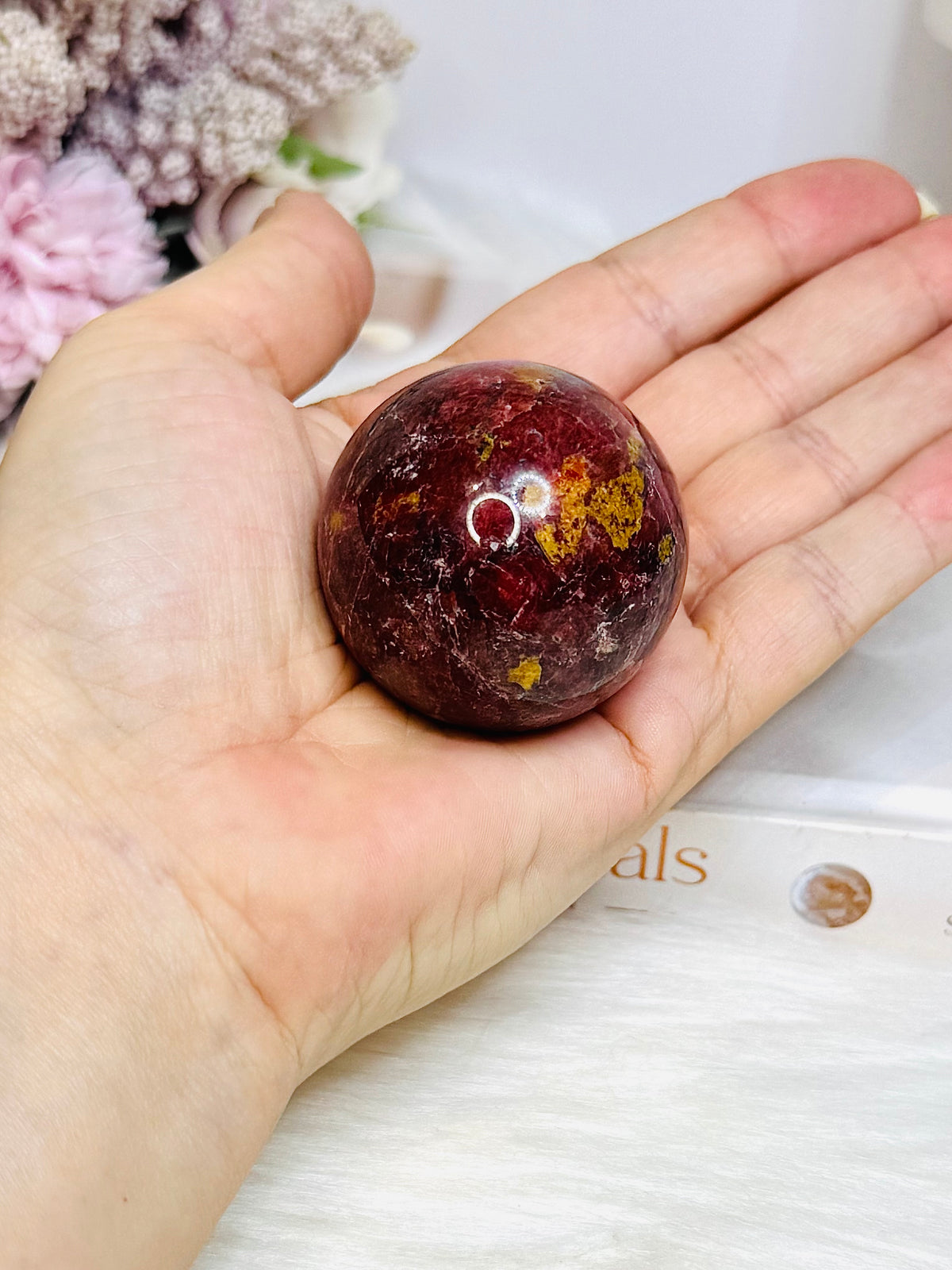 High Grade Rhodonite Sphere On Stand 168g