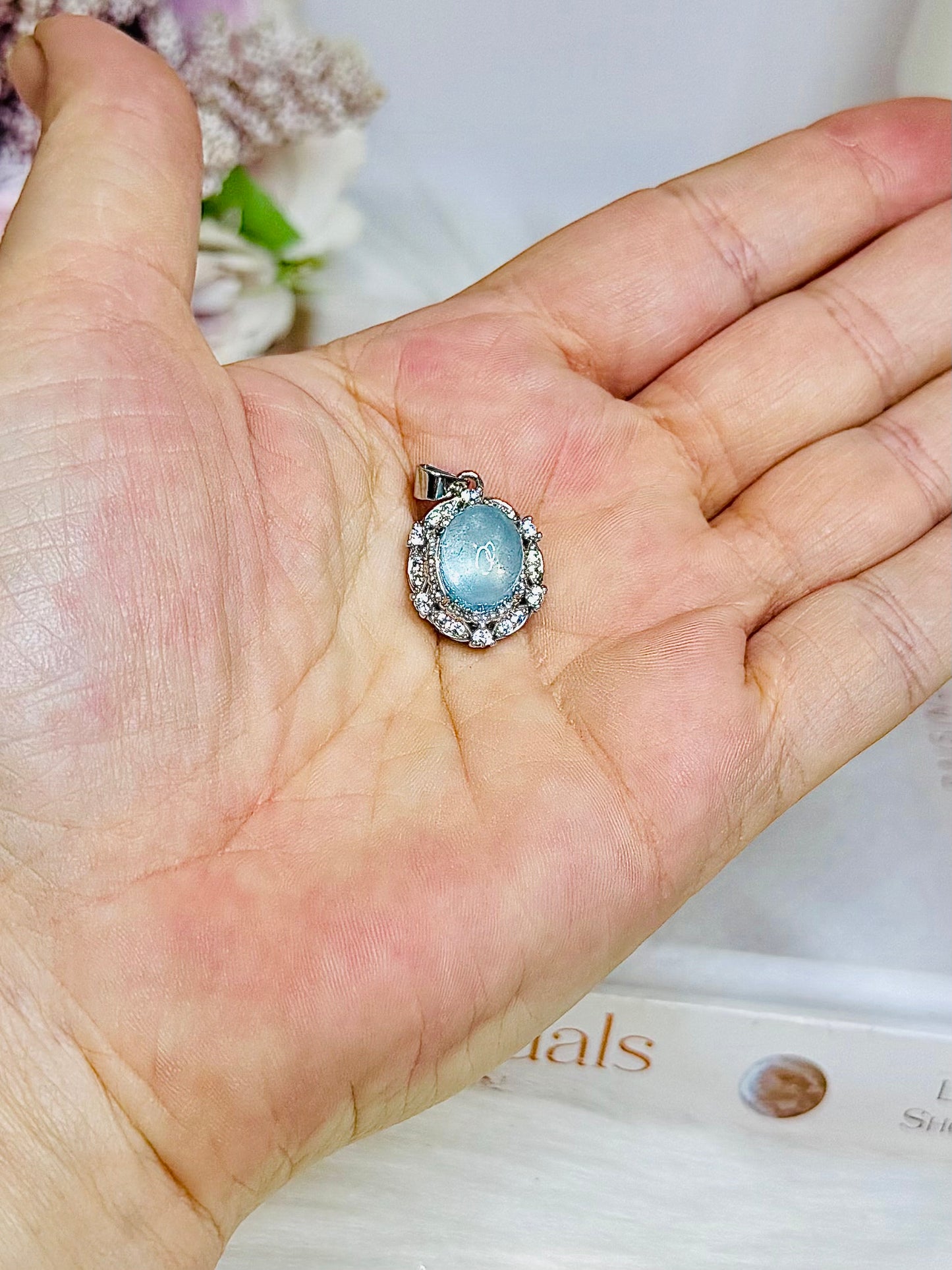 Silver Aquamarine Pendant in Gift Bag